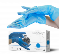 Перчатки BENOVY ТPE из термопластичного эластомера, текстурированные, голубые, размер L, 100пар 