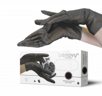 Перчатки BENOVY ТPE из термопластичного эластомера, текстурированные, черные, размер L, 100 пар